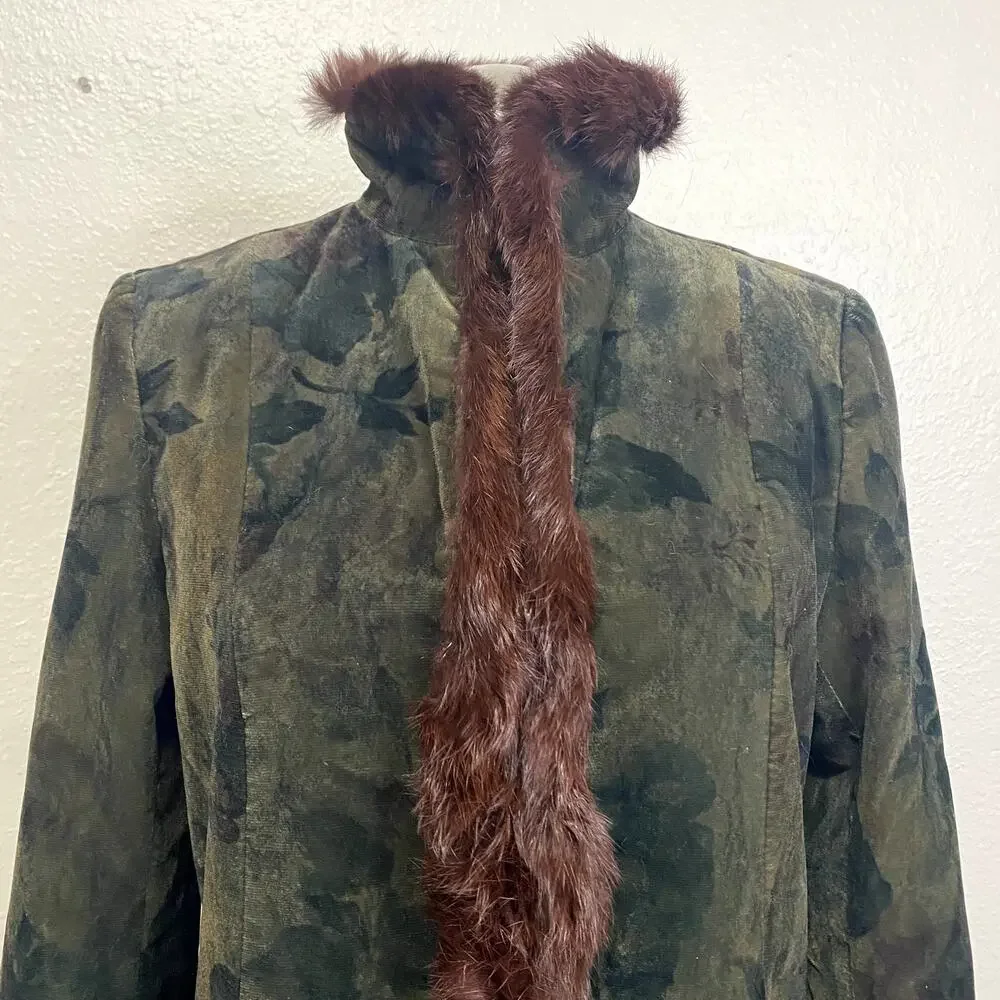 Vintage Madeline Velvet and Genuine Fur Trim Floor Length Coat Grunge Goth - Picture 10 of 16